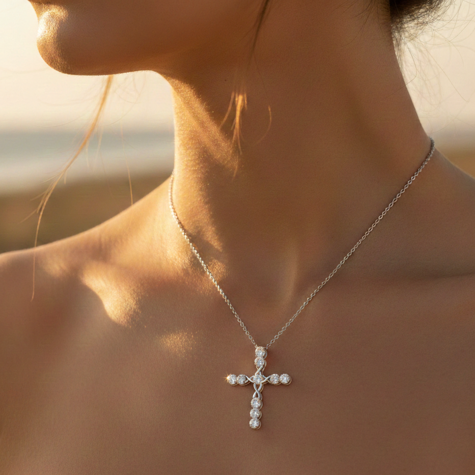 925 Silver Cross with Crystals