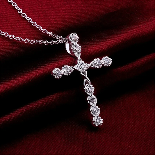 925 Silver Cross with Crystals